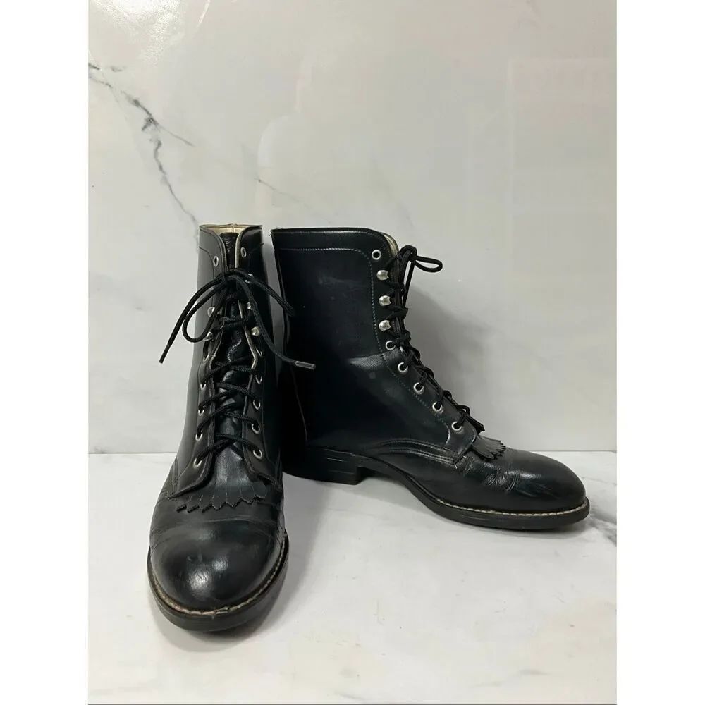VINTAGE Black Leather Riding Boots